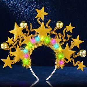 9328 Light Up Star Headband LED Headbands Glow Party Hair Accessories Gold